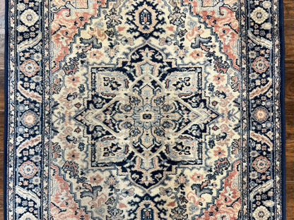 Karastan Blue Heriz Rug #748, Vintage Wool Karastan Carpet 4.3 x 6, Discontinued Original 700 Series Karastan Area Rug