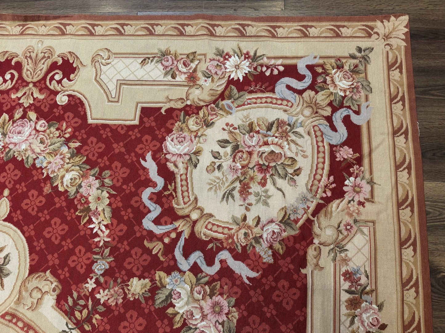 Aubusson Rug 8x11 Needlepoint Carpet Vintage French European Design