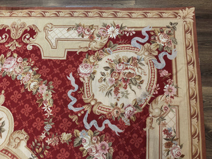 Aubusson Rug 8x11 Needlepoint Carpet Vintage French European Design