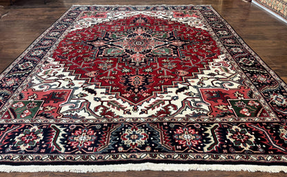 Indo Persian Heriz Rug 8x10 Geometric Medallion Wool Room Size Carpet