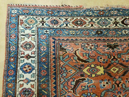 3' 8" X 11' Antique Handmade Turkish Wool Rug Veg Dye Runner Nice Rusted Red