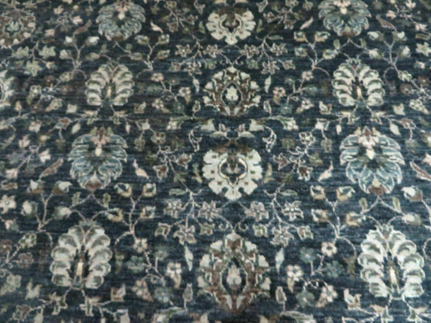 Vintage Handmade Pakistani Floral Oriental Wool Rug 5ft 6in by 8ft Black And Grey