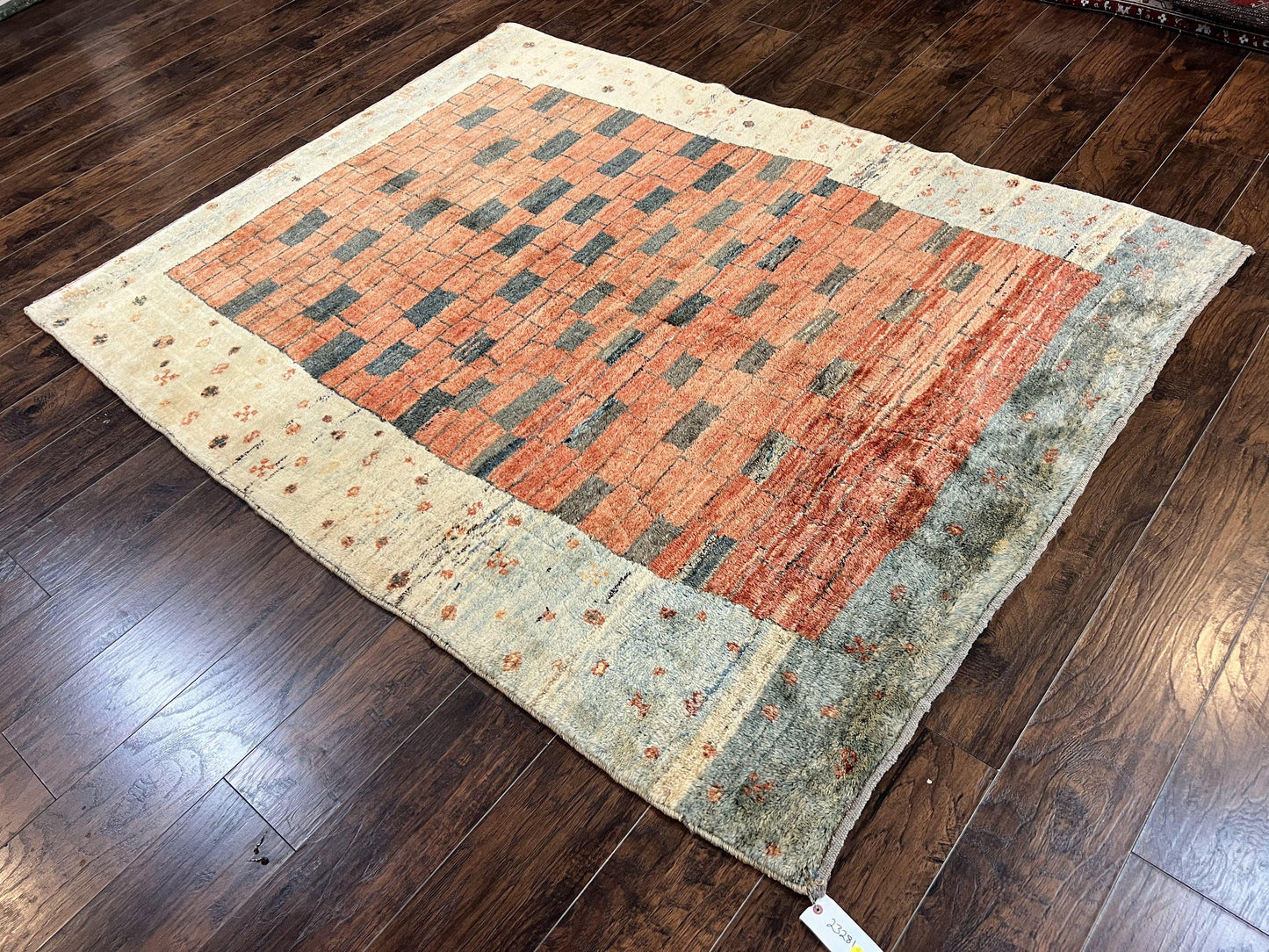 Persian Gabbeh Rug 6x8 ft, Wool Handmade Tribal Rug