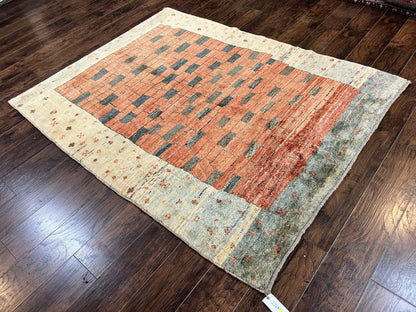 Persian Gabbeh Rug 6x8 ft, Wool Handmade Tribal Rug