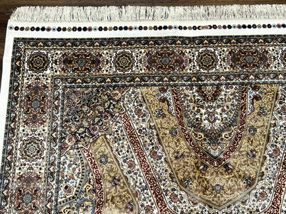 Turkish Silk Rug 5 By 7.6 Feet Dome Design Bamboo Silk Contemporary Area Rug