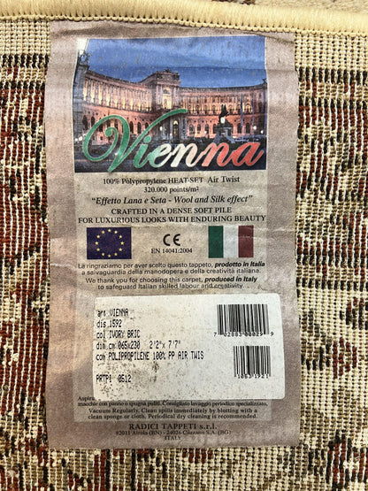 Runner Rug 2 x 7.6, Skinny Runner, Oriental Rug for Hallway, Ivory & Rust Red, Floral Allover