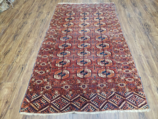 Yamud Rug Turkoman Hand Knotted Wool Area Rug Vintage Fine Weave