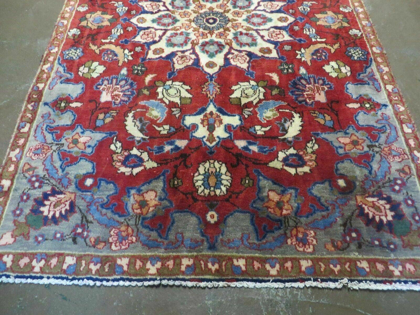 Antique Handmade India Floral Oriental Wool Rug With Vegetable Dyes 4x6 Vintage Persian Style
