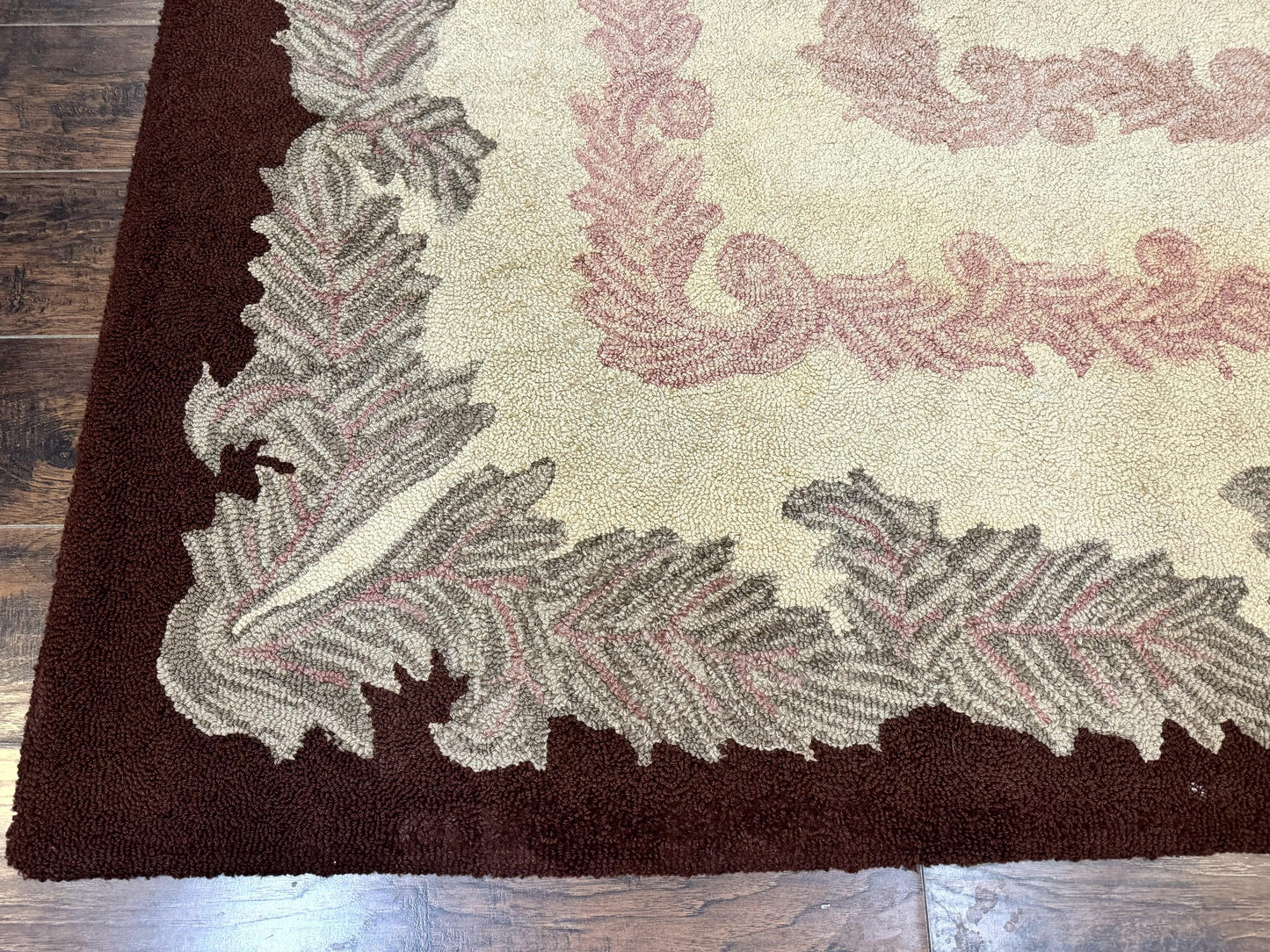 American Hand Hooked Rug 9x12 Vintage Aubusson Wool Carpet