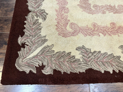 American Hand Hooked Rug 9x12 Vintage Aubusson Wool Carpet