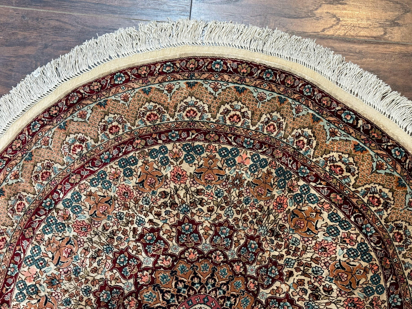 Round Silk Rug 3x3 Handmade Sino Persian Silk On Silk Carpet