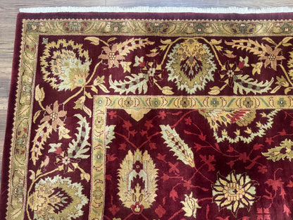 Indo Mahal Rug 9x12, Allover Pattern, Dark Red, Traditional Wool Area Rug