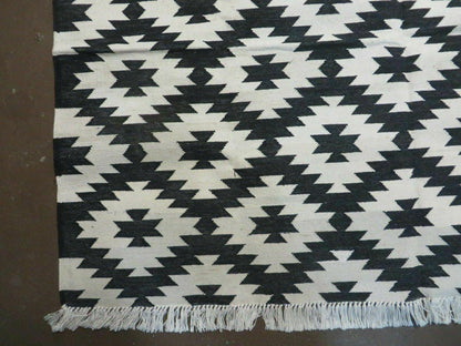 Hand Woven Wool Rug 4 Ft By 6 Ft Kilim Dhurrie Modern Oriental Area Rug Reversible