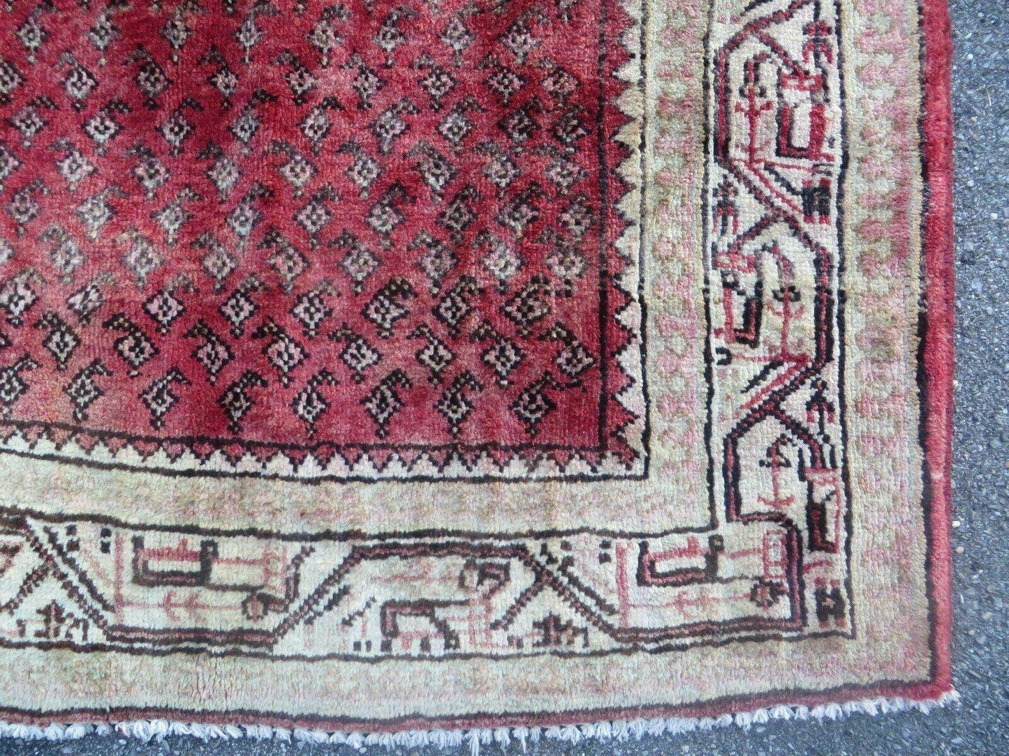 3'7"X 10' Antique Handmade India Oriental Paisley Wool Runner Rug Vegy # 31