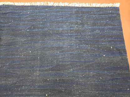 Turkish Kilim Rug 6x9 Wool Flatweave Blue Abstract Boho Decor