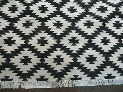 Hand Woven Wool Rug 4 Ft By 6 Ft Kilim Dhurrie Modern Oriental Area Rug Reversible