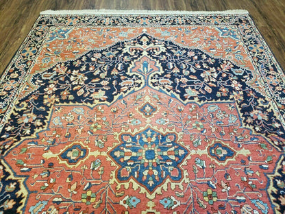 Antique Handmade Indian Wool Rug 4.5 X 6.5 Ft Red One Of A Kind