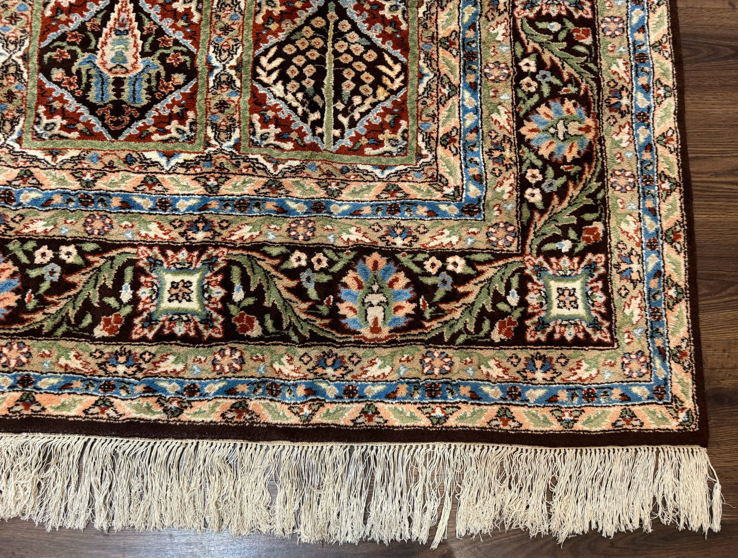 Sino Persian Wool Rug 8x10 Hand Knotted Panel Design Cedar Trees Brown Multicolor