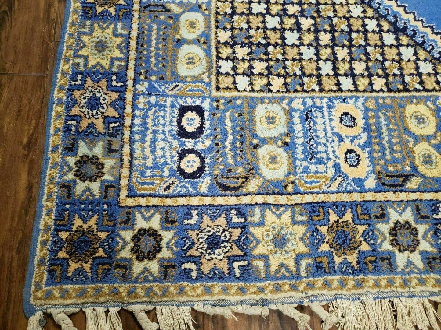 Moroccan Rabat Wool Rug 7 Ft By 10 Ft 5 In Handmade Blue Area Rug