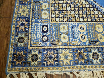 Moroccan Rabat Wool Rug 7 Ft By 10 Ft 5 In Handmade Blue Area Rug