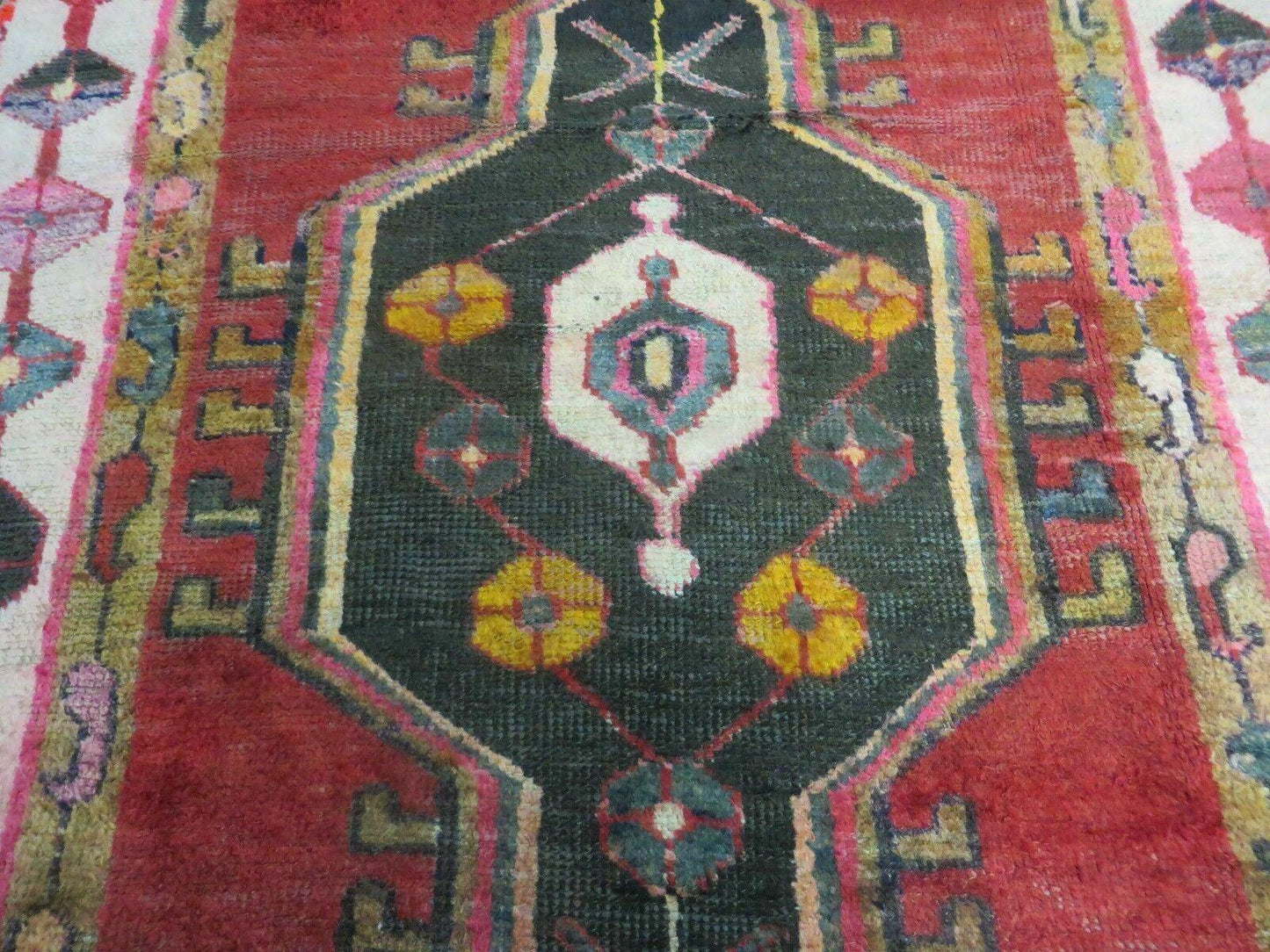 Antique Turkish Caucasian Kazak Wool Rug Handwoven With Vegetable Dyes 1950s 4x8
