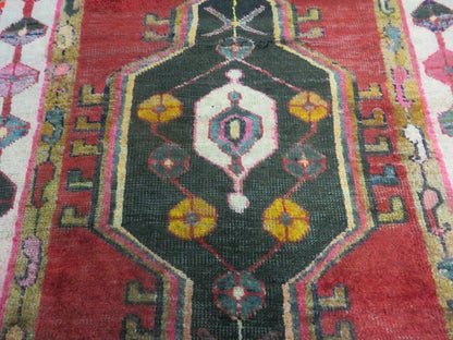 Antique Turkish Caucasian Kazak Wool Rug Handwoven With Vegetable Dyes 1950s 4x8