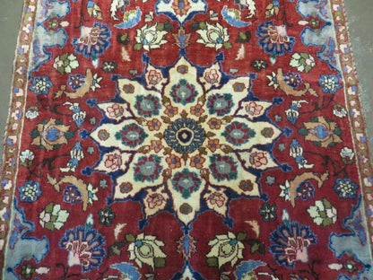 Antique Handmade India Floral Oriental Wool Rug With Vegetable Dyes 4x6 Vintage Persian Style