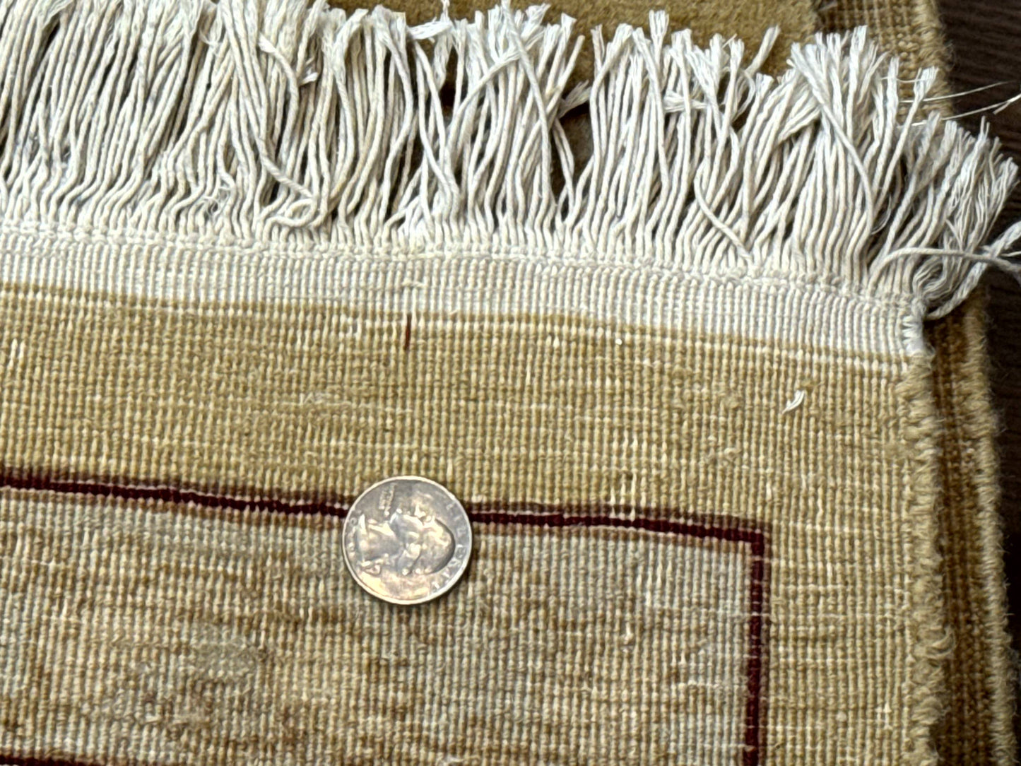 Sino Persian Rug 8x11, Wool with Silk Highlights, Unique Colors, Gold and Light Green, Fine 240 KPSI