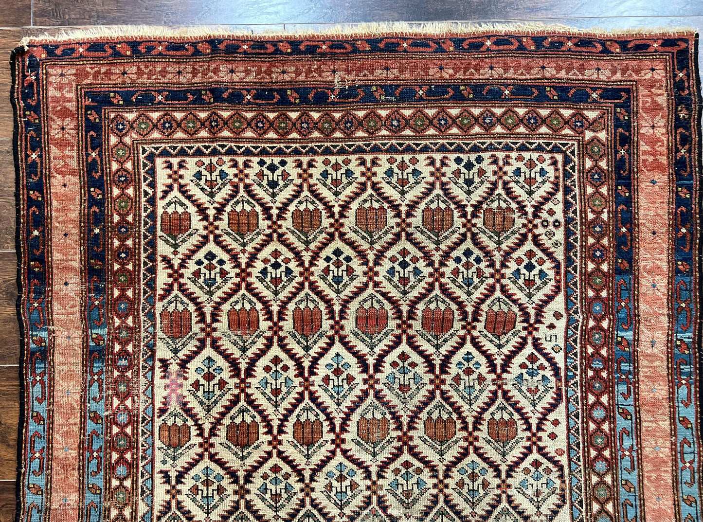 Antique Caucasian Rug 4x6 Hand Knotted Wool Shirvan Carpet