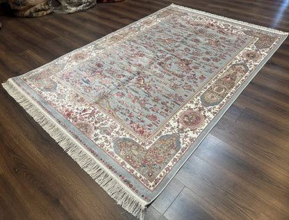 Turkish Silk Rug 5x7 Hunting Design Animal Pictorials Bamboo Silk