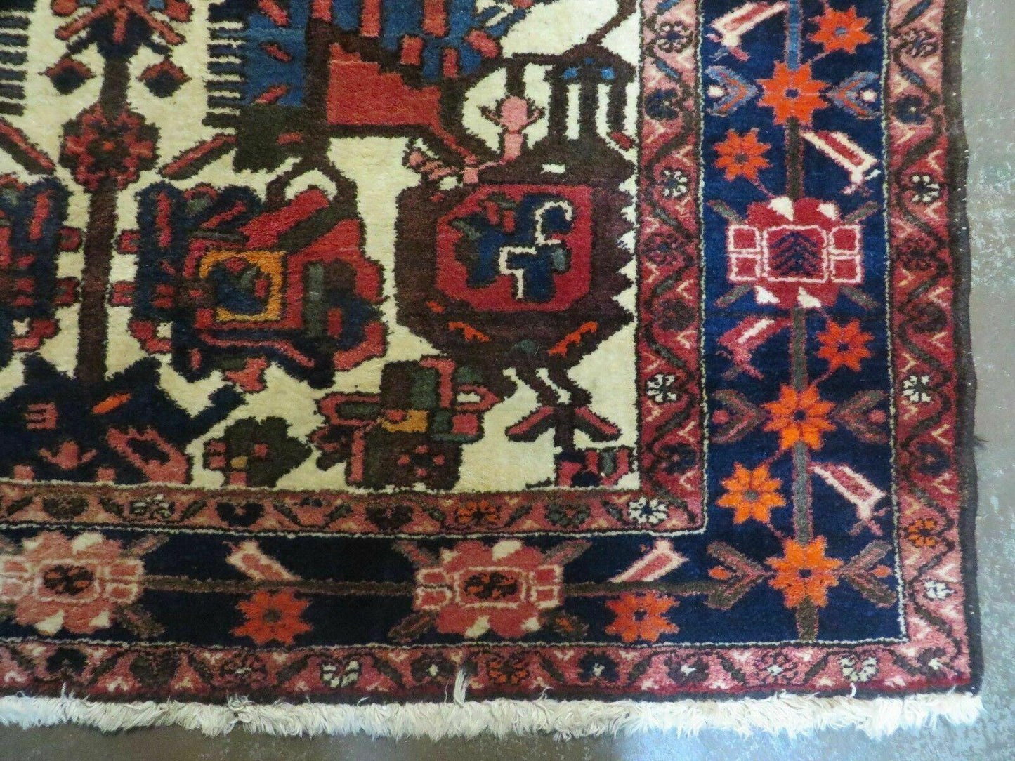 Antique Handmade Indian Floral Wool Rug 66x124 Vegetable Dye Tribal Oriental