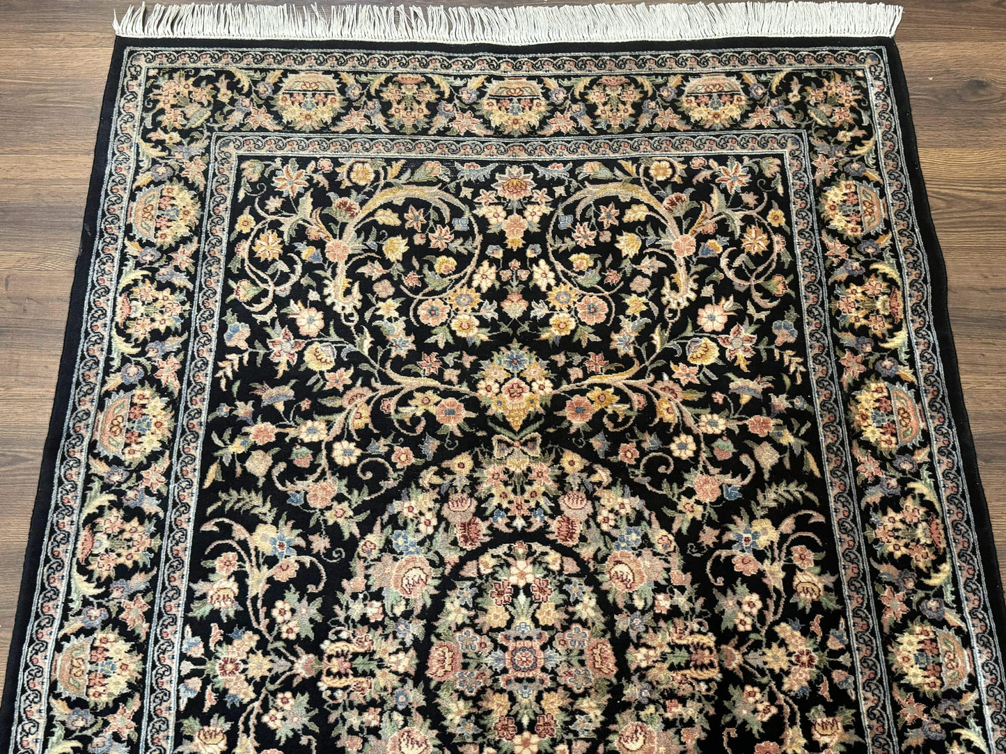Sino Persian Rug 4x6, Very Fine 260 KPSI, Floral Medallion, Hand Knotted Wool Carpet