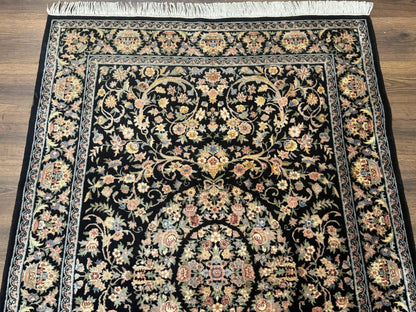 Sino Persian Rug 4x6, Very Fine 260 KPSI, Floral Medallion, Hand Knotted Wool Carpet