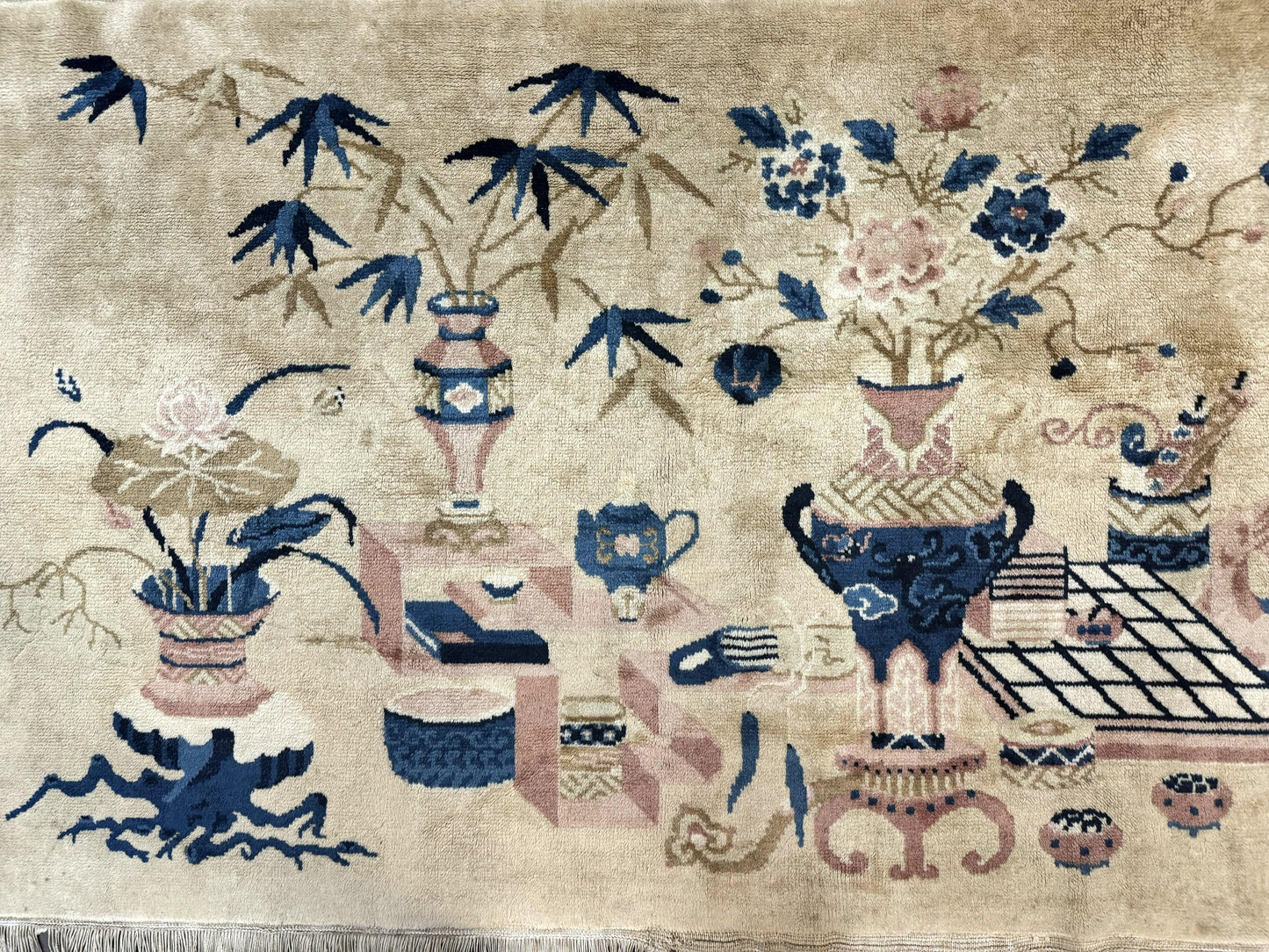 Chinese Wool Rug Handwoven 5x3 Peking Antique Handmade Vintage Carpet