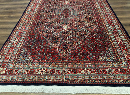 Indo Persian Bijar Rug 6x9 Hand Knotted Wool Carpet Vintage Style