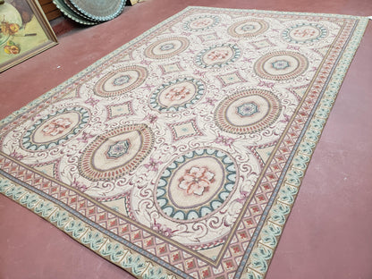 Handmade Needlepoint Rug 6x9 Flatweave Victorian Elegant Living Room Decor