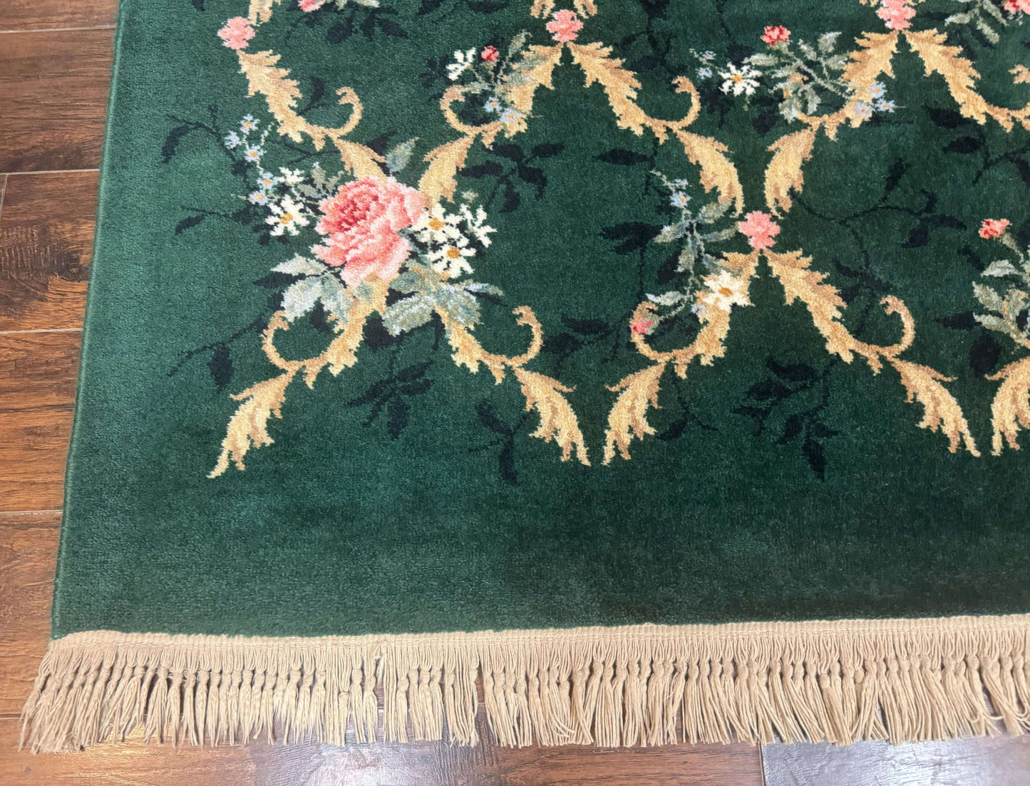 Karastan Garden of Eden Rug Green Savonnerie Wool 8.8 x 11.8