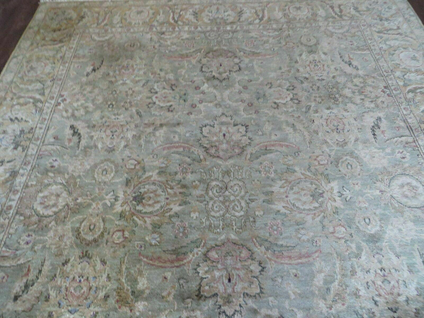 Vintage Handmade Jaipur Floral Oriental Rug Tea Washed 8 By 10 Ft