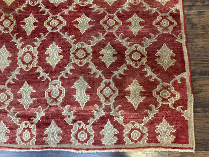 Modern Turkish Oushak Rug 5x8, Brick Red