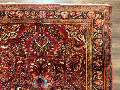 Persian Lilihan Rug 5x6 Red Floral Antique Persian Carpet
