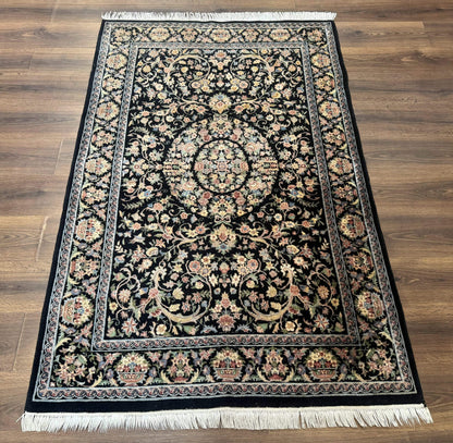 Sino Persian Rug 4x6, Very Fine 260 KPSI, Floral Medallion, Hand Knotted Wool Carpet