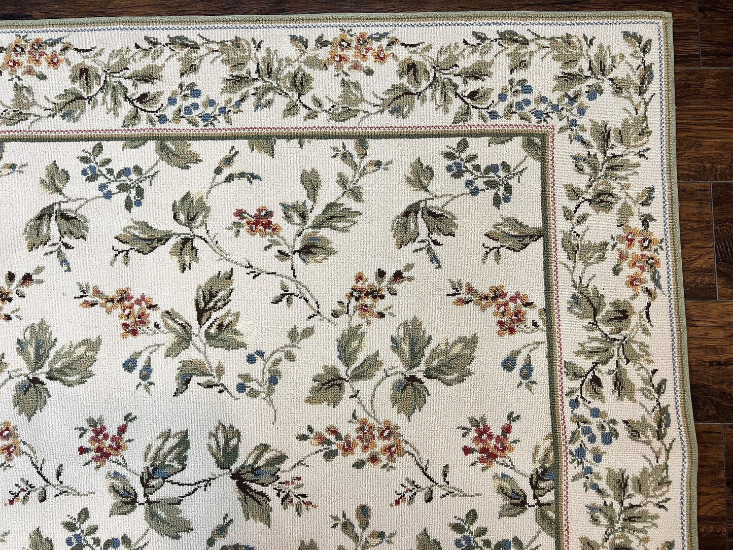 Vintage Stark Carpet 7x10, Ivory and Green, European Aubusson Design, Allover Pattern, Stark Rug