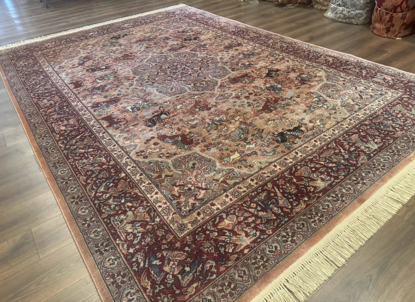 Karastan Wool Rug 8.8x12 Persian Hunting Pattern 723 Vintage Power Loomed Area Rug