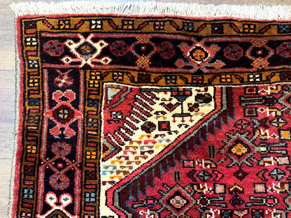 Persian Hamadan Rug 4x7 Tribal Malayer Carpet Red Ivory Bohemian Antique