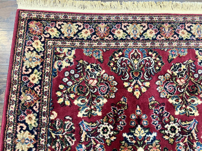 Karastan Rug 4.6 x 6 Lanamar Sarouk #5528, Red Wool Karastan Oriental Carpet, Discontinued, Antique, Wool Pile