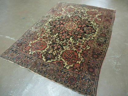 Antique Handmade Indian Floral Oriental Wool Rug 4x6 Feet