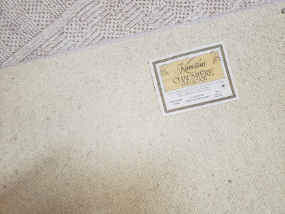 Karastan Chaumiere Rug 3x5 Creme Textured Squares II Pattern Wool Blend