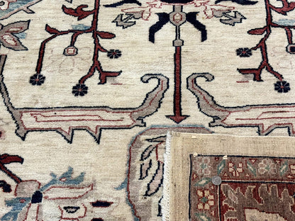 Peshawar Rug 10x14 Beige And Rust Red Hand Knotted Wool Pakistani Rug