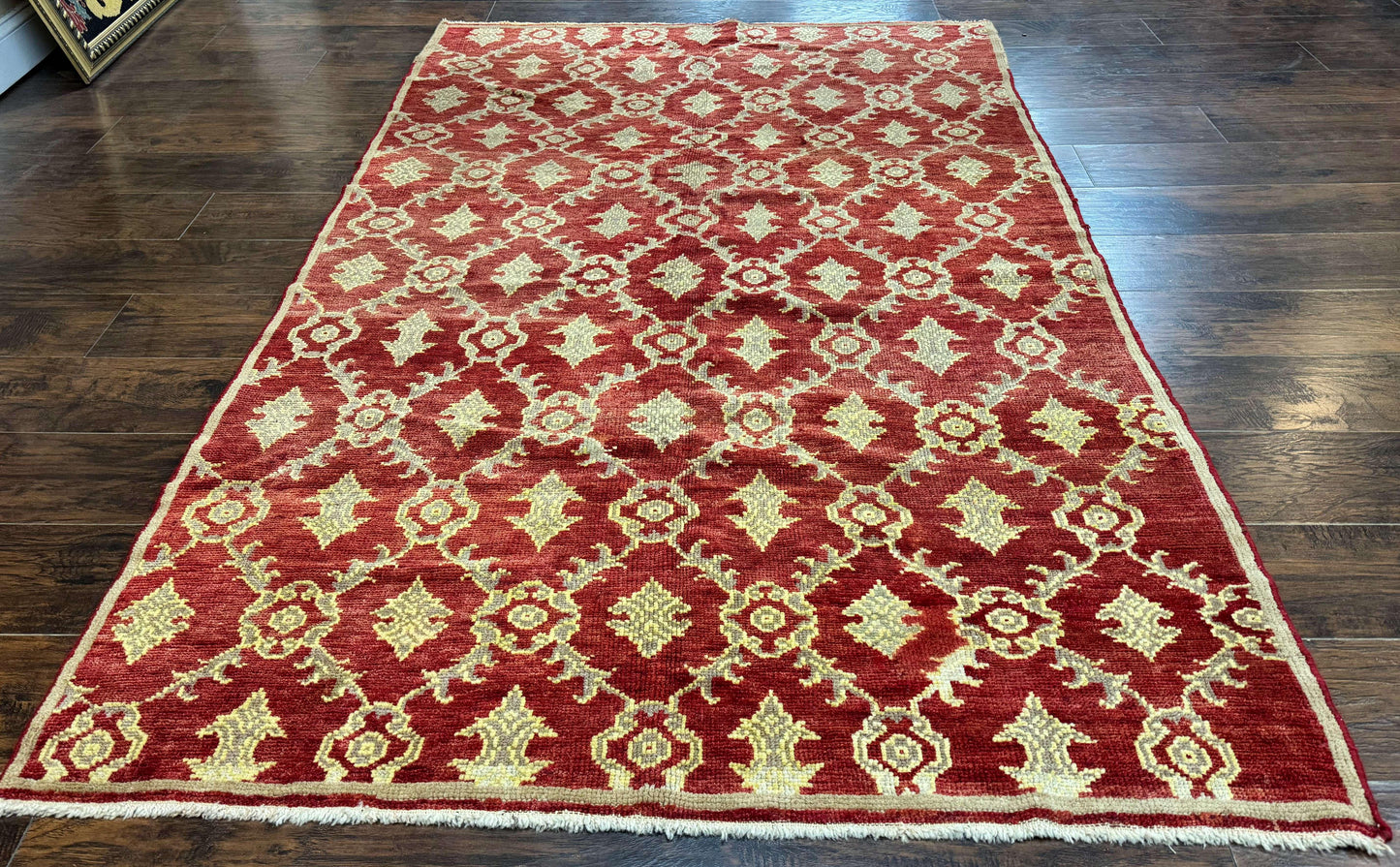 Modern Turkish Oushak Rug 5x8, Brick Red