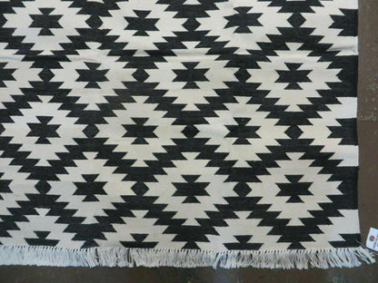 Hand Woven Wool Rug 4 Ft By 6 Ft Kilim Dhurrie Modern Oriental Area Rug Reversible